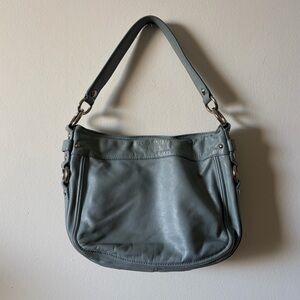 Vintage leather baby blue coach purse